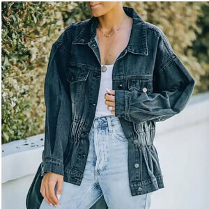 VICI Wilner‎ Elastic Waist Denim Jacket Black NWT